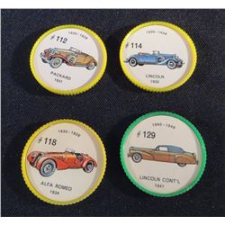1960 Lot Of 4 Jello Picture Wheels Cars