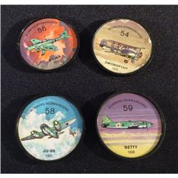 1960 Lot Of 4 Jello Picture Wheels Planes