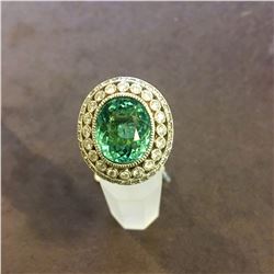 GIA 12.44ct Paraiba Tourmaline 18K White Gold Ring