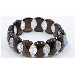 Faceted Fancy Black Agate & Quartz Bracelet
