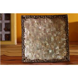 Square 20X20 Mop W/ Silver & Stone Home Decoration Plate Gift Item