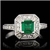 Image 1 : 0.89CT NATURAL COLOMBIAN EMERALD 14K WHITE GOLD RING