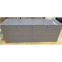Gray TV Stand with 6-Drawers, Glossy Finish, 61" L, 20" D, 22" H, section on right side toward top w