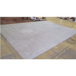 Area Rug: Synthetic Material, Approx. 237" X 167", shows signs of wear, no rips, tears, holes.