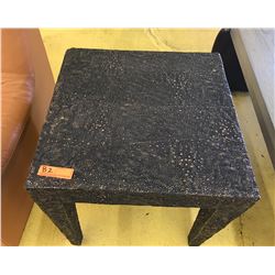 Textured, Rock-Look Side Table, 22.5" X 22.5", 22" H, Composite Material, Minor Corner Damage