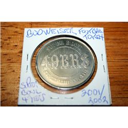 2001-02 BUDWEISER SUPER BOWL FOOTBALL TOKEN (49 ERS)