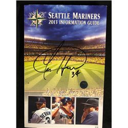 2013 SEATTLE MARINERS INFORMATION GUIDE SIGNED BY FELIX HERNANDEZ W/ COA