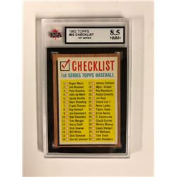 1962 TOPPS #22 CHECKLIST 1ST SERIES (8.5 NMM +) KSA