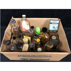 VINTAGE BOTTLES & TIN CANS LOT