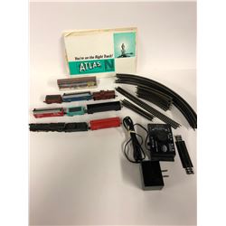 VINTAGE ATLAS TRAIN SET WITH RARE TRIX ENGINE MADE IN WEST GERMANY