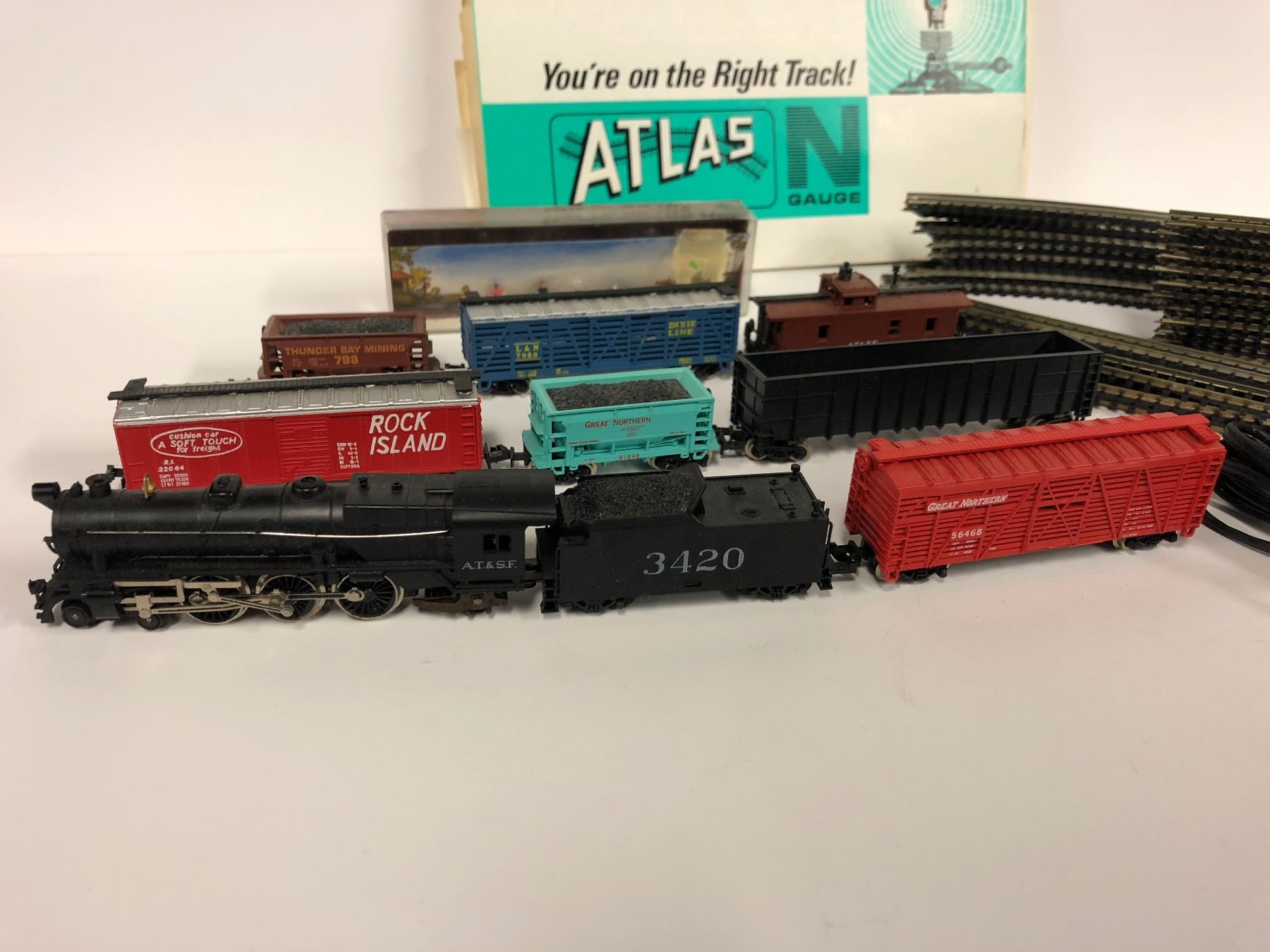VINTAGE ATLAS TRAIN SET WITH RARE TRIX ENGINE MADE IN WEST GERMANY