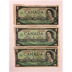1967 CANADIAN ONE DOLLAR BANK NOTES LOT