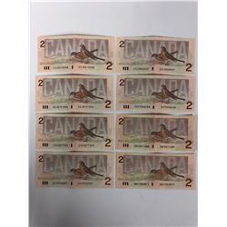 1986 TWO DOLLAR CANADIAN BANK NOTES LOT