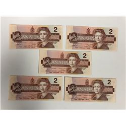 1986 TWO DOLLAR CANADIAN BANK NOTES LOT