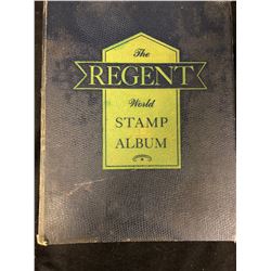 THE REGENT WORLD STAMP ALBUM W/ VARIOUS WORLDWIDE STAMPS