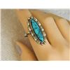 Image 2 : RING - TOURQUOISE IN STERLING SILVER SETTING - FROM ESTATE