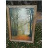 Image 2 : FRAMED PICTURE - PATH IN WOODS - RUSTIC WOOD FRAME - 40 ½" TALL
