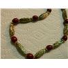 Image 2 : BEADED NECKLACE - 28" LONG  - MULTI COLOR WITH RED