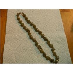 BEADED NECKLACE - 22" LONG  - CREAM GREY