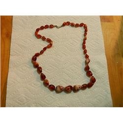 BEADED NECKLACE - 26" LONG  - REDISH
