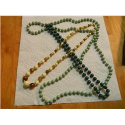 BEADED NECKLACES - 2-24" & 1-44" LONG = 3 TTL
