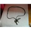 Image 1 : ROPE NECKLACE WITH 5 PENDANTS - HORN, CROSS, TAG & 2 RINGS