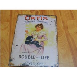 METAL SIGN - 12 X 8" - OKITIS CORSET SHIELDS