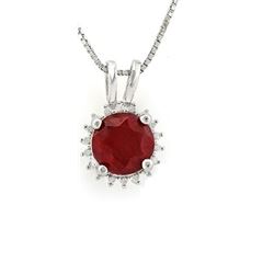 NECKLACE - 9/10 CARAT ENHANCED GENUINE RUBY IN 925 STERLING SILVER SETTING - INCLUDES  20" 18K WHITE