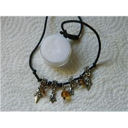 NECKLACE - ROPE NECKLACE WITH CHARMS & AMBER BEADS