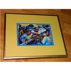 FRAMED PRINT - MARGARET SLADE KELLY - PLAYING FOR TIPS SERIES