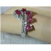 Image 3 : **** FEATURE ITEM**** RING - 1.26 CTW GENUINE PEAR FACETED RUBY(5) & 55 DIAMONDS IN 925 STERLING SIL
