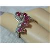 Image 4 : **** FEATURE ITEM**** RING - 1.26 CTW GENUINE PEAR FACETED RUBY(5) & 55 DIAMONDS IN 925 STERLING SIL
