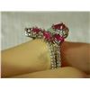 Image 5 : **** FEATURE ITEM**** RING - 1.26 CTW GENUINE PEAR FACETED RUBY(5) & 55 DIAMONDS IN 925 STERLING SIL
