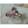 Image 6 : **** FEATURE ITEM**** RING - 1.26 CTW GENUINE PEAR FACETED RUBY(5) & 55 DIAMONDS IN 925 STERLING SIL