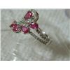 Image 7 : **** FEATURE ITEM**** RING - 1.26 CTW GENUINE PEAR FACETED RUBY(5) & 55 DIAMONDS IN 925 STERLING SIL
