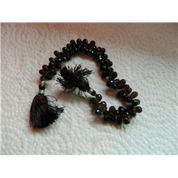 STRING OF GEMSTONES - SMOKEY TOPAZ - APPROX. 80 TEAR DROP FACETTED GEMS ON STRING