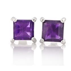 EARRINGS - 1 1/2 CTW AMETHYST IN 925 STERLING SILVER SETTING - RETAIL ESTIMATE $250