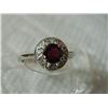 Image 4 : RING - 1 CARAT GARNET & DIAMOND IN 925 STERLING SILVER SETTING - SZ 7 - RETAIL ESTIMATE $450