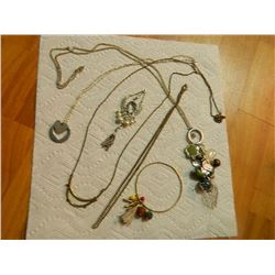 ASSORTED NECKLACES - PENDANTS & CHAINS - some may be silver - 6 TTL