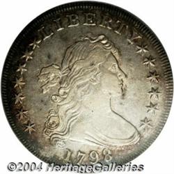 1798 $1 Large Eagle AU50 Details, Obverse Graffiti, NCS.