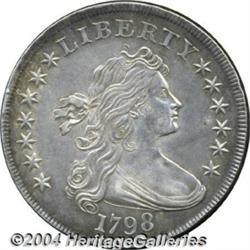 1798 $1 Large Eagle AU50 Cleaned Uncertified.