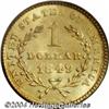Image 2 : 1849 G$1 Closed Wreath MS64 PCGS.