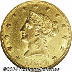 1854-O $10 Large Date AU58 NGC.