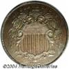 Image 1 : 1867 5C Shield Five Cents, Judd-573, Pollock-649, 650, Low R.6, PR62 Red and Brown PCGS.