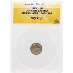 1850 Germany-Bavaria Maximilian II 1 Kreuzer Coin ANACS MS63