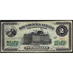 1871 $2 Brunswick & Albany Obsolete Note