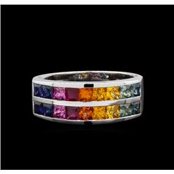14KT White Gold 2.30 ctw Multi Colored Sapphire Ring