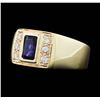 Image 2 : Men's 14KT Yellow Gold 1.40 ctw Sapphire and Diamond Ring