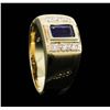 Image 4 : Men's 14KT Yellow Gold 1.40 ctw Sapphire and Diamond Ring
