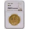 1927 $20 Saint Gaudens Double Eagle Gold Coin NGC MS65